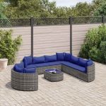 Set mobilier de grădină cu perne, 10 piese, gri, poliratan GartenMobel Dekor