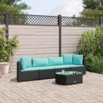 Set mobilier de grădină cu perne, 5 piese, negru, poliratan GartenMobel Dekor