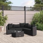 Set mobilier de grădină cu perne, 6 piese, negru, poliratan GartenMobel Dekor