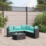 Set mobilier de grădină cu perne, 6 piese, negru, poliratan GartenMobel Dekor