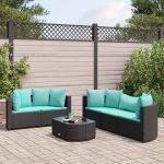 Set mobilier de grădină cu perne, 6 piese, negru, poliratan GartenMobel Dekor