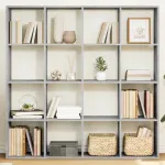Bibliotecă, gri beton, 137,5x29x137,5 cm, lemn prelucrat GartenMobel Dekor