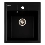 Chiuvetă bucătărie din granit cu 1 cuvă BRICK Flow, negru metalic, 460x515 mm