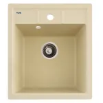 Chiuvetă de bucătărie din granit cu o cuvă BRICK Flow, Ivory, 460x515x200 mm