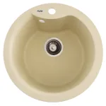 Chiuvetă de bucătărie din granit rotundă Ivory 485x210 mm, Flow Wave