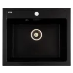Chiuvetă bucătărie din granit cu 1 cuvă PRIZMA Flow, negru metalic, 590x495 mm