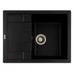 Chiuvetă bucătărie din granit ANILA Flow, 1 cuvă cu scurgător, negru, 645x495 mm