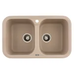 Chiuvetă de bucătărie din granit cu 2 cuve Flow TWINS Sahara 765x470 mm