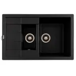 Chiuvetă bucătărie din granit Flow Anila Plus, Graphite, 775x495 mm