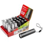 Svietidlo Strend Pro Flashlight NX1051, 50 lm, USB nabíjanie, čierna/strieborná, 77x19 mm, Sellbox 24 ks