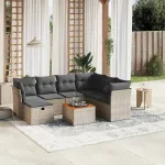 Set canapele de grădină cu perne, 8 piese, gri, poliratan GartenMobel Dekor