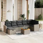 Set canapele de grădină cu perne, 8 piese, gri, poliratan GartenMobel Dekor