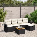 Set mobilier de grădină cu perne, 6 piese, negru, poliratan GartenMobel Dekor