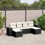 Set mobilier de grădină cu perne, 6 piese, negru, poliratan GartenMobel Dekor