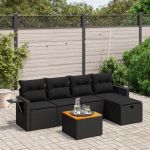 Set mobilier de grădină cu perne, 6 piese, negru, poliratan GartenMobel Dekor