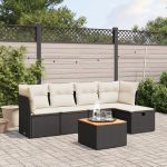 Set mobilier de grădină cu perne, 6 piese, negru, poliratan GartenMobel Dekor