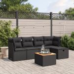 Set mobilier de grădină cu perne, 6 piese, negru, poliratan GartenMobel Dekor