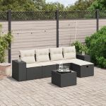 Set mobilier de grădină cu perne, 6 piese, negru, poliratan GartenMobel Dekor