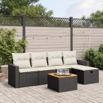 Set mobilier de grădină cu perne, 6 piese, negru, poliratan GartenMobel Dekor