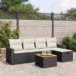 Set mobilier de grădină cu perne, 6 piese, negru, poliratan GartenMobel Dekor