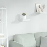 Raft de perete suspendat, stejar/alb, 23x23,5x3,8 cm, MDF GartenMobel Dekor