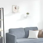 Rafturi perete suspendate 2 buc. alb/stejar 23x23,5x3,8 cm MDF GartenMobel Dekor