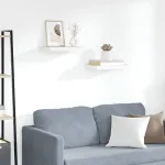 Rafturi perete suspendate 2 buc. alb/stejar 40x23x3,8 cm MDF GartenMobel Dekor