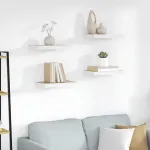 Rafturi perete suspendate 4 buc. alb/stejar 40x23x3,8 cm MDF GartenMobel Dekor