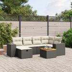 Set canapele de grădină cu perne, 7 piese, negru, poliratan GartenMobel Dekor
