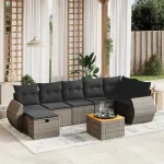 Set canapele de grădină cu perne, 8 piese, gri, poliratan GartenMobel Dekor