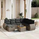 Set canapele de grădină cu perne, 8 piese, gri, poliratan GartenMobel Dekor