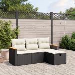 Set mobilier de grădină cu perne, 4 piese, negru, poliratan GartenMobel Dekor