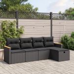 Set mobilier de grădină cu perne, 5 piese, negru, poliratan GartenMobel Dekor