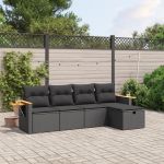 Set mobilier de grădină cu perne, 5 piese, negru, poliratan GartenMobel Dekor