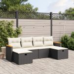 Set mobilier de grădină cu perne, 6 piese, negru, poliratan GartenMobel Dekor