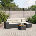 Set mobilier de grădină cu perne, 6 piese, negru, poliratan GartenMobel Dekor