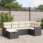 Set mobilier de grădină cu perne, 6 piese, negru, poliratan GartenMobel Dekor