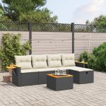 Set mobilier de grădină cu perne, 6 piese, negru, poliratan GartenMobel Dekor