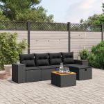 Set mobilier de grădină cu perne, 6 piese, negru, poliratan GartenMobel Dekor