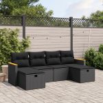 Set mobilier de grădină cu perne, 6 piese, negru, poliratan GartenMobel Dekor