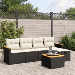 Set mobilier de grădină cu perne, 6 piese, negru, poliratan GartenMobel Dekor