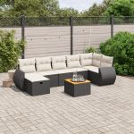 Set mobilier de grădină cu perne, 8 piese, negru, poliratan GartenMobel Dekor