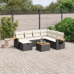 Set mobilier de grădină cu perne, 8 piese, negru, poliratan GartenMobel Dekor