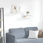 Rafturi perete suspendate 2 buc. alb/stejar 50x23x3,8cm MDF GartenMobel Dekor