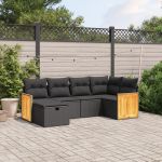 Set mobilier de grădină cu perne, 6 piese, negru, poliratan GartenMobel Dekor