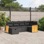 Set mobilier de grădină cu perne, 6 piese, negru, poliratan GartenMobel Dekor