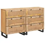 Bufet 2 pcs Maro 60 x 33 x 75 cm Lemn de mango solid GartenMobel Dekor