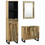 Set de mobilier pentru baie cu sertar 3 pcs Maro Lemn compozit GartenMobel Dekor