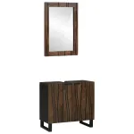 Set de mobilier pentru baie cu ușă 2 pcs Maro Nuc Lemn compozit GartenMobel Dekor