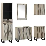 Set de mobilier pentru baie cu ușă 5 pcs Maro Nuc Lemn compozit GartenMobel Dekor